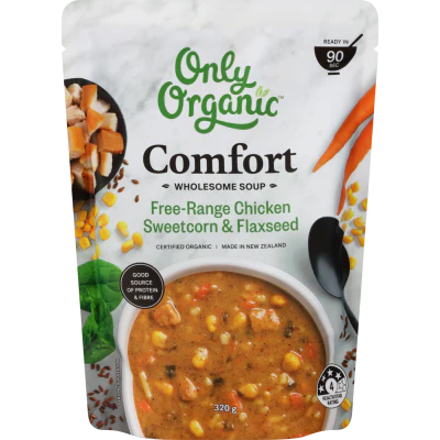 Only Organic Comfort Free-Range Chicken Sweetcorn & Flaxseed Wholesome Soup 320g