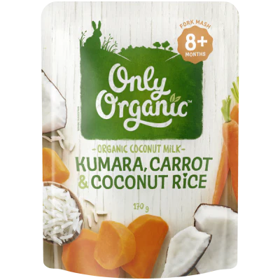 Only Organic Kumara Carrot & Coconut Rice 8+ Months 170g
