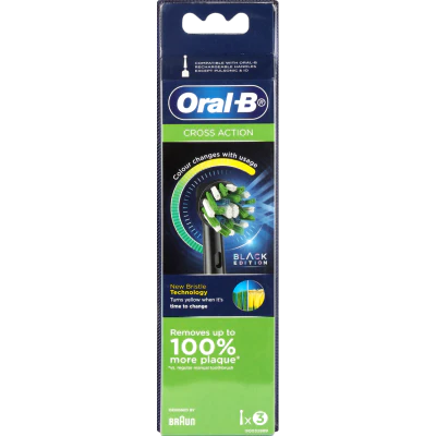 Oral-B Cross Action Brush Heads Black Edition 3pk