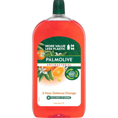 Palmolive Antibacterial 2 Hour Defence Orange Liquid Hand Wash Soap Refill 1l