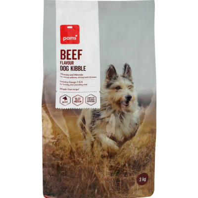 Pams Beef Flavour Dog Kibble 3kg