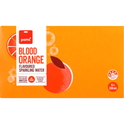 Pams Blood Orange Flavoured Sparkling Water 6 x 330ml