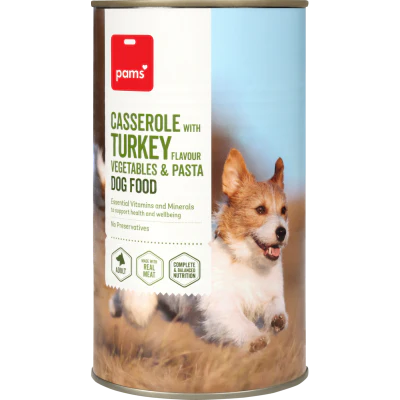 Pams Casserole With Turkey Flavour Vegetables & Pasta Dog Food 1.2kg