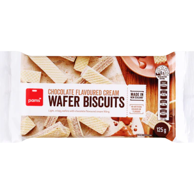 Pams Chocolate Flavoured Cream Wafer Biscuits 125g