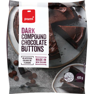 Pams Dark Compound Chocolate Buttons 400g