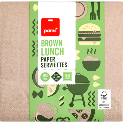 Pams Lunch Brown Paper Serviettes 100pk