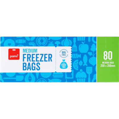 Pams Medium Freezer Bags 250mm x 350mm 80pk