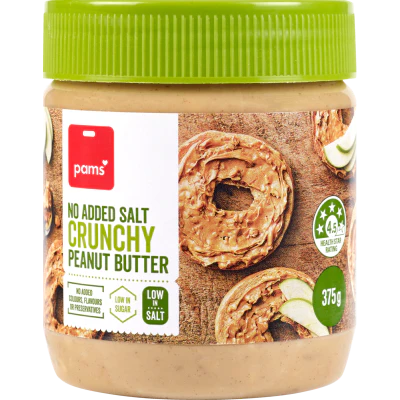 Pams No Added Salt Crunchy Peanut Butter 375g