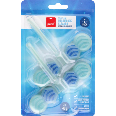 Pams Ocean Fragrance Toilet Rim Multiblock Cleaner 2pk