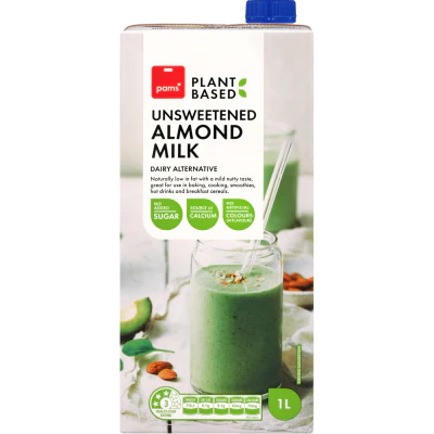 Pams Plant Based Unsweetened Almond Milk 1l