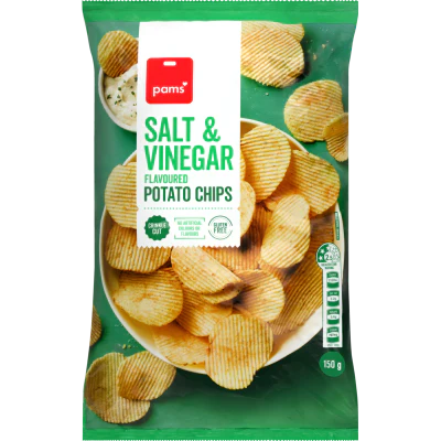 Pams Salt & Vinegar Flavoured Potato Chips 150g