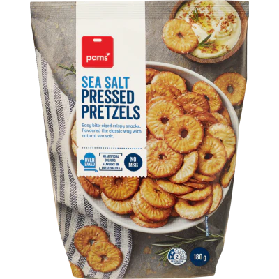 Pams Sea Salt Pressed Pretzels 180g