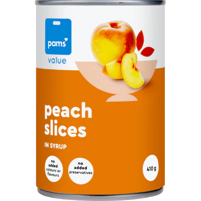 Pams Value Peach Slices In Syrup 410g