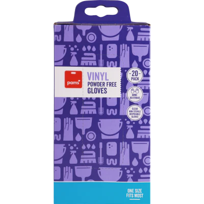 Pams Vinyl Powder Free Disposable Gloves 20pk