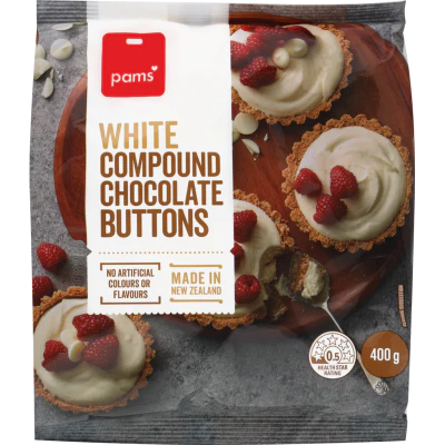 Pams White Compound Chocolate Buttons 400g