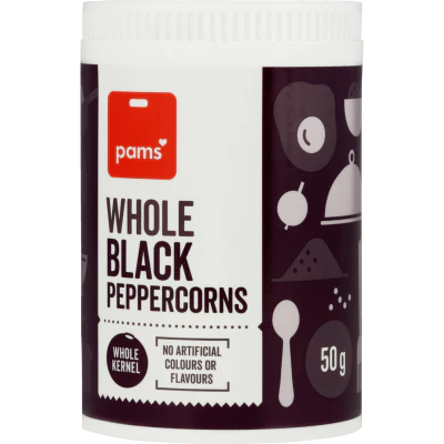 Pams Whole Black Peppercorns 50g