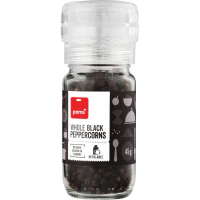 Pams Whole Black Peppercorns Grinder 45g