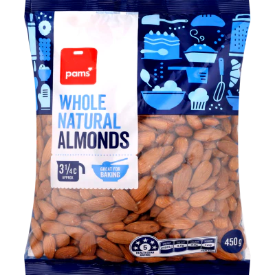 Pams Whole Natural Almonds 450g