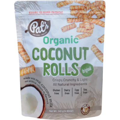 Pat's Organic Snacks Original Organic Coconut Rolls 140g