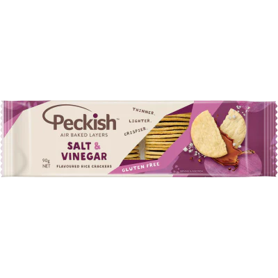 Peckish Sea Salt & Vinegar Flavoured Rice Crackers 90g