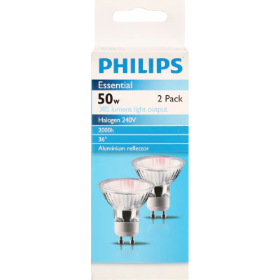 Philips Essential Halogen 240v 50w Bulb 2pk