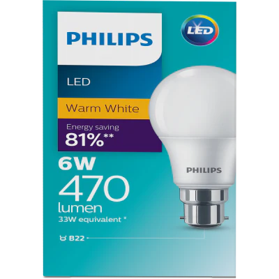 Philips LED Warm White 6W 470 Lumen Bayonet Bulb 1pk