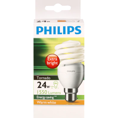 Philips Tornado 24w Warm White Bayonet Bulb 1pk