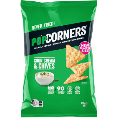 PopCorners Sour Cream & Chives Popped-Corn Snack 130g