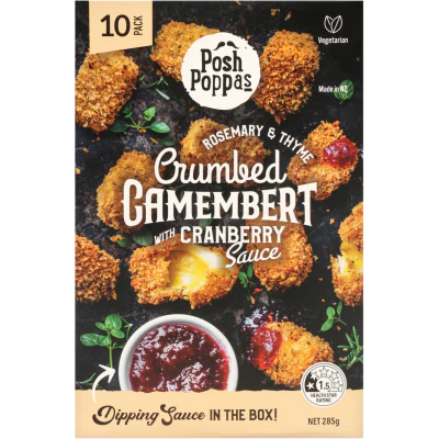 Posh Poppas Rosemary & Thyme Crumbed Camembert With Cranberry Sauce 285g