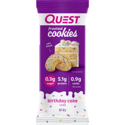 Quest Birthday Cake Flavour Frosted Cookies 50g