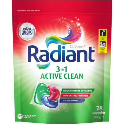 Radiant 3 In 1 Active Clean Laundry Capsules 28 x 15g