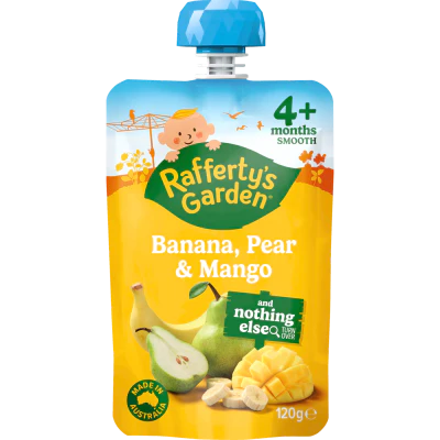 Rafferty's Garden Banana Pear & Mango 4+ Months Smooth 120g