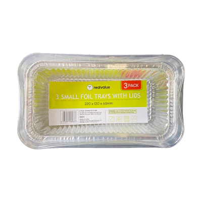Real Value Small Foil Trays With Lids 1pk