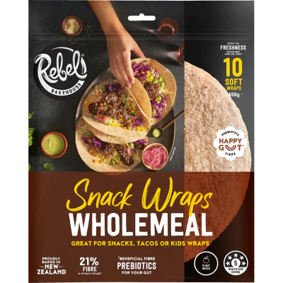 Rebel Bakehouse Wholemeal Soft Snack Wraps 10 x 45g