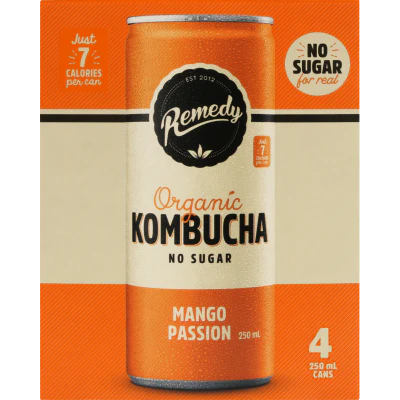 Remedy Mango Passion Organic Kombucha 4 x 250ml