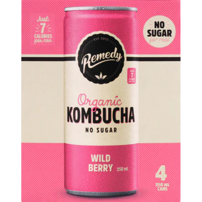 Remedy Wild Berry Organic Kombucha 4 x 250ml