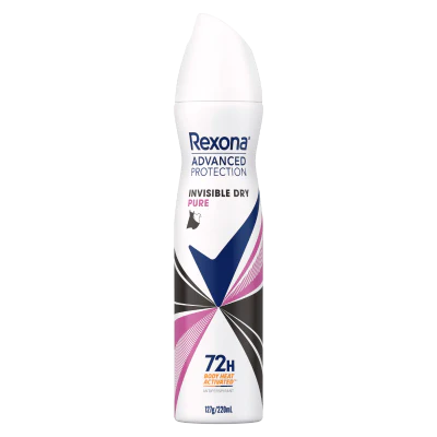 Rexona Advanced Protection Invisible Dry Pure 72Hr Antiperspirant Deodorant 220ml