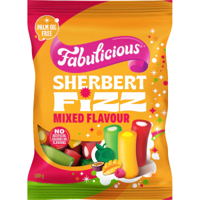 RJ's Fabulicious Mixed Flavour Sherbert Fizz 180g