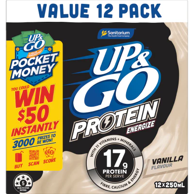 Sanitarium Up & Go Protein Energize Vanilla Liquid Breakfast 3l