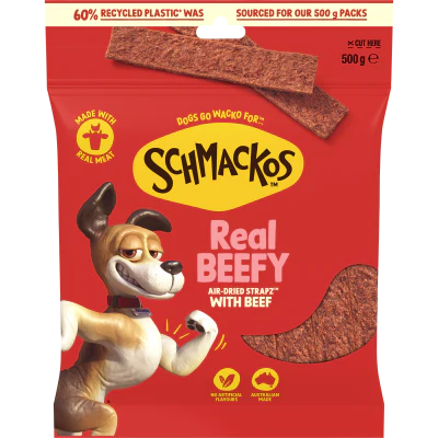 Schmackos Real Beefy Air-Dried Strapz Dog Treats 500g