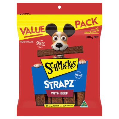 Schmackos Strapz Beef Dog Treats 500g