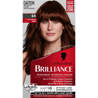 Schwarzkopf Brilliance 68 Chocolate Rush Permanent Hair Colour 143ml