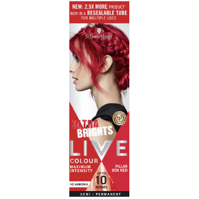 Schwarzkopf Live Ultra Brights Pillar Box Red Semi Permanent Colour 75ml