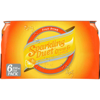 Schweppes Sparkling Duet Orange & Lemon Soft Drink Cans 6 x 330ml