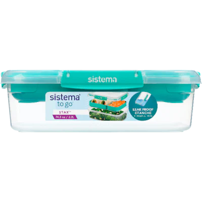 Sistema Stax To Go 2.2L Rectangle Food Container 1pk