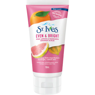 St Ives Even & Bright Pink Lemon & Mandarin Orange Scrub 150ml