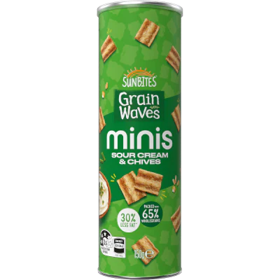 Sunbites Grain Waves Minis Sour Cream & Chives Wholegrain Chips 150g