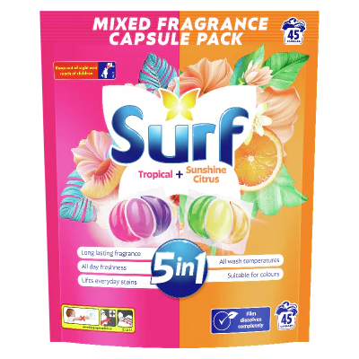 Surf Tropical + Sunshine Citrus Laundry Capsules 45pk