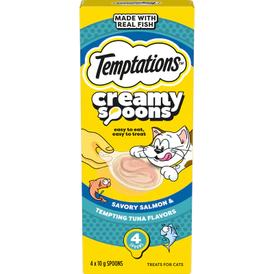 Temptations Creamy Spoons Salmon & Tuna Treats For Cats 4 x 10g