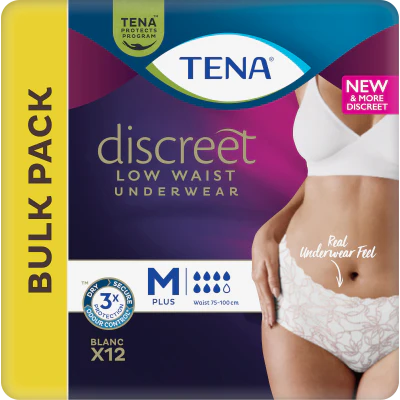 Tena Discreet Woman Low Waist White M+ Incontinence Pants 12pk